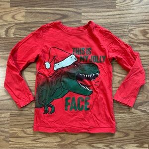 Carter’s Kids Dinosaur T-Rex Christmas Holiday Size 8 8A Long Sleeve Shirt READ